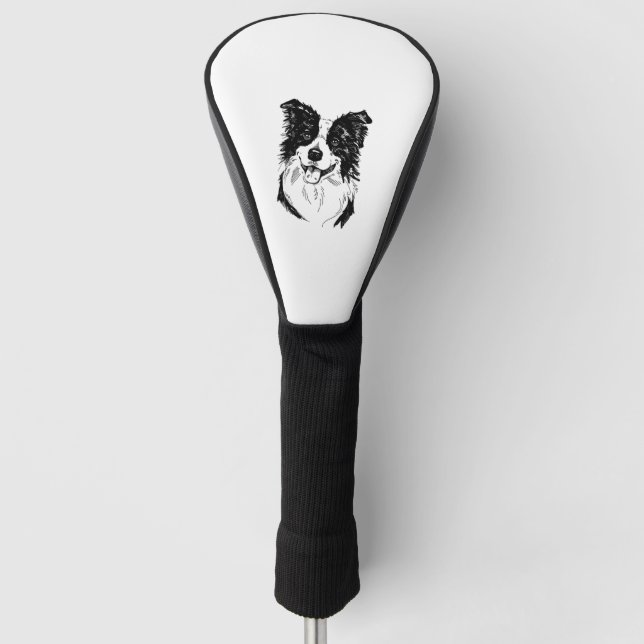 Border Collie in Black and White Golf Headcover (Vorderseite)