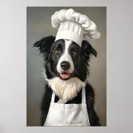 Border Collie in Kochmütze Poster, Haustierposter Poster