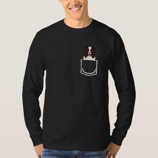 Border Collie In Pocket  Border Collie Dog T-Shirt (Vorderseite)