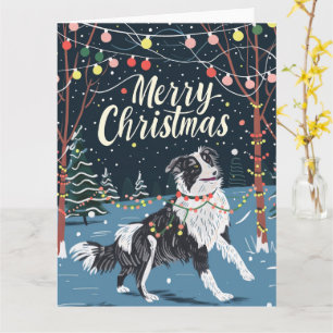 Border Collie in Snow Christmas Karte