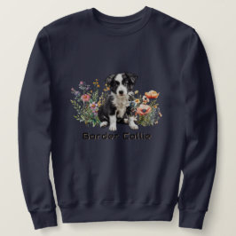 Border Collie in Wildblumen Benutzerdefinierter Te Sweatshirt