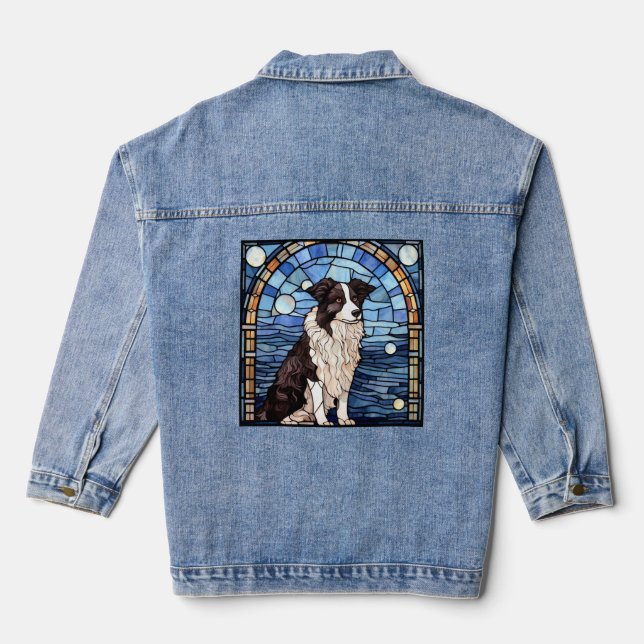 Border Collie Jeansjacke (Rückseite)