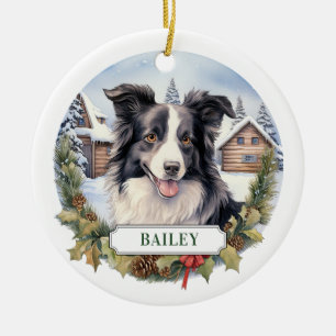 Border Collie Keramik Circle Ornament