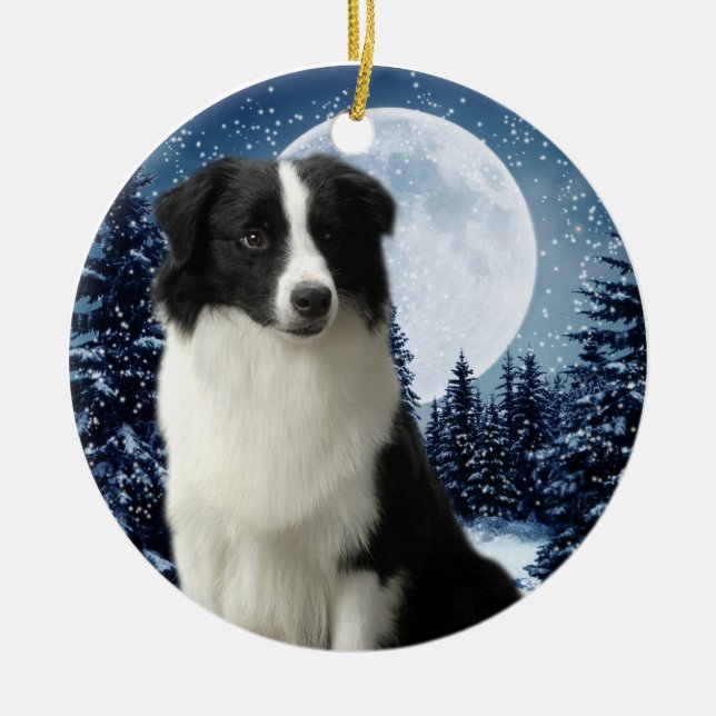 Border-Collie Keramik Ornament (Vorne)