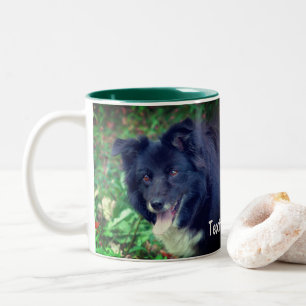 Border Collie Lächeln Niedlich Personalisiert Zweifarbige Tasse