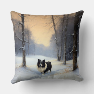Border Collie Lass es schneien Weihnachten Kissen