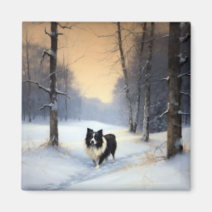 Border Collie Lass es schneien Weihnachten Magnet