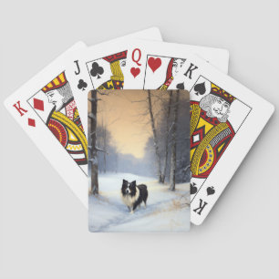 Border Collie Lass es schneien Weihnachten Spielkarten