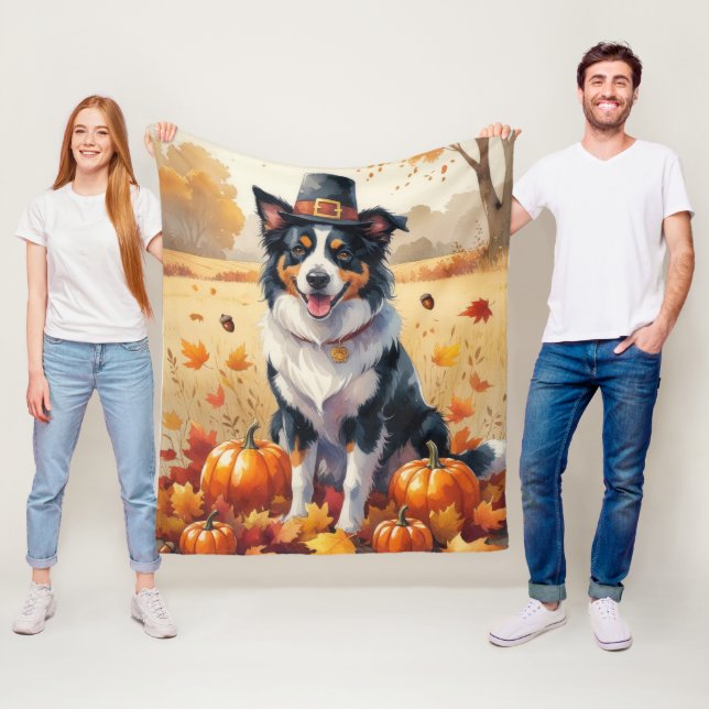 Border Collie lässt Erntedank Kunst Fleecedecke (Beispiel)