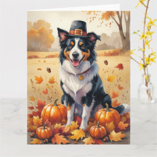 Border Collie lässt Erntedank Kunst Karte