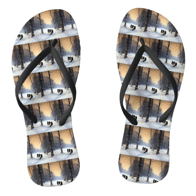 Border Collie Let It Schnee Weihnachten Flip Flops (Fußbett)