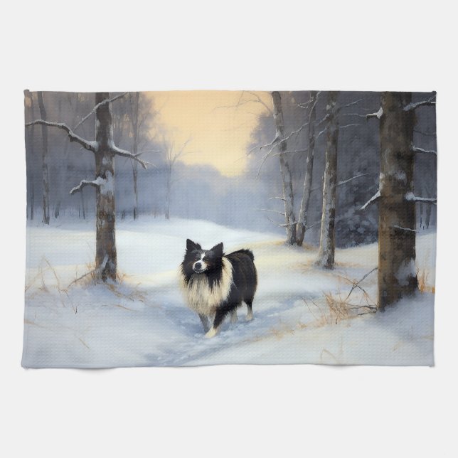 Border Collie Let It Schnee Weihnachten Geschirrtuch (Horizontal)