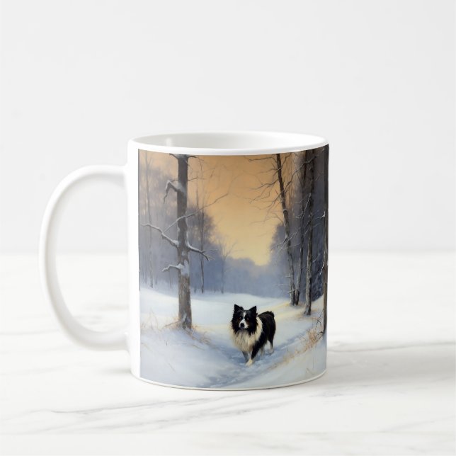 Border Collie Let It Schnee Weihnachten Kaffeetasse (Links)