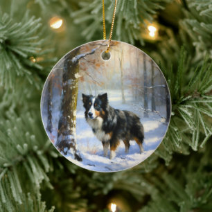 Border Collie Let It Schnee Weihnachten Keramik Ornament