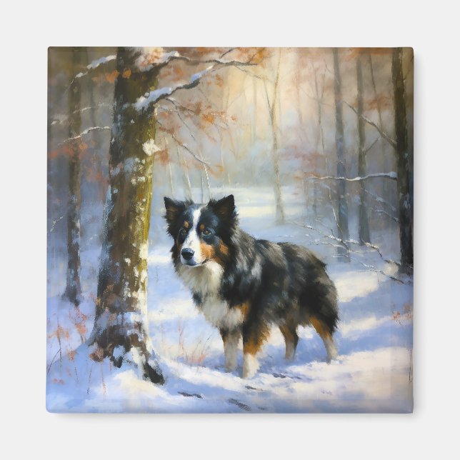 Border Collie Let It Schnee Weihnachten Magnet (Vorne)
