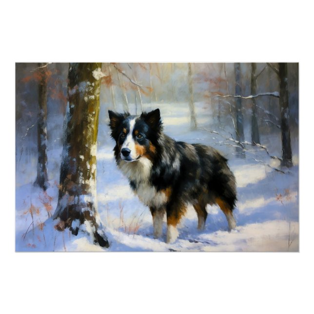 Border Collie Let It Schnee Weihnachten Poster (Vorderseite)