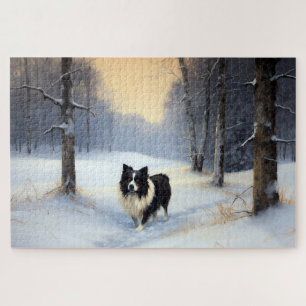Border Collie Let It Schnee Weihnachten Puzzle