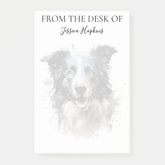 Border Collie Liebhaber monogrammierter Hund Post-it Klebezettel (Vorderseite)