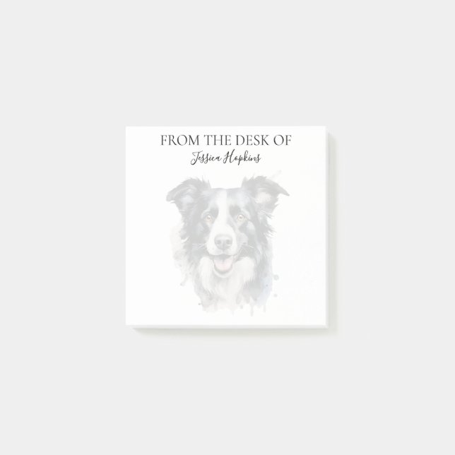 Border Collie Liebhaber monogrammierter Hund Post-it Klebezettel (Vorderseite)