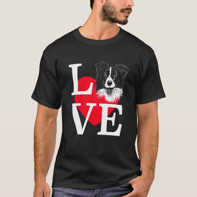 Border Collie Love Cute heart Border Collie T-Shirt (Vorderseite)