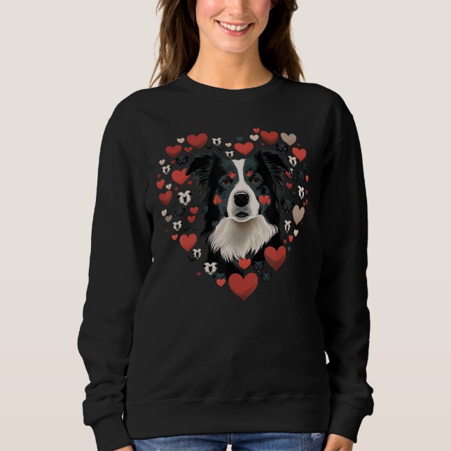 Border Collie Love Heart Valentines Day Border Col Sweatshirt (Vorderseite)