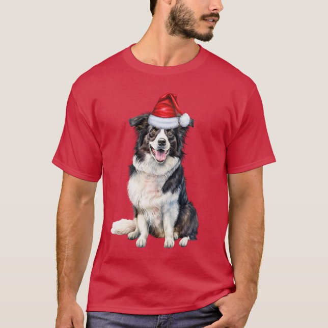 Border Collie Lover Funny Christmas Dog Holiday T-Shirt (Vorderseite)