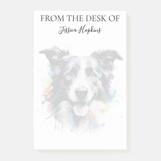 Border Collie Lover Monogrammed Dog Post-it Klebezettel (Vorderseite)