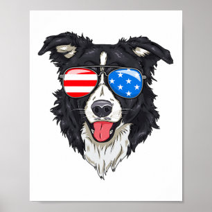 Border Collie Lover Patriotischer Hund 4. Juli Ame Poster
