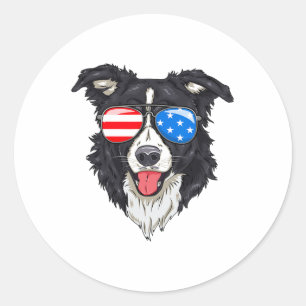Border Collie Lover Patriotischer Hund 4. Juli Ame Runder Aufkleber