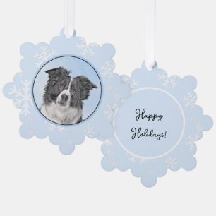 Border Collie Malerei - Süße originelle Hundekunst Ornament Karte