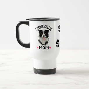 Border Collie Mama Geschenk Schwarz Weiß Welpe Hu Reisebecher