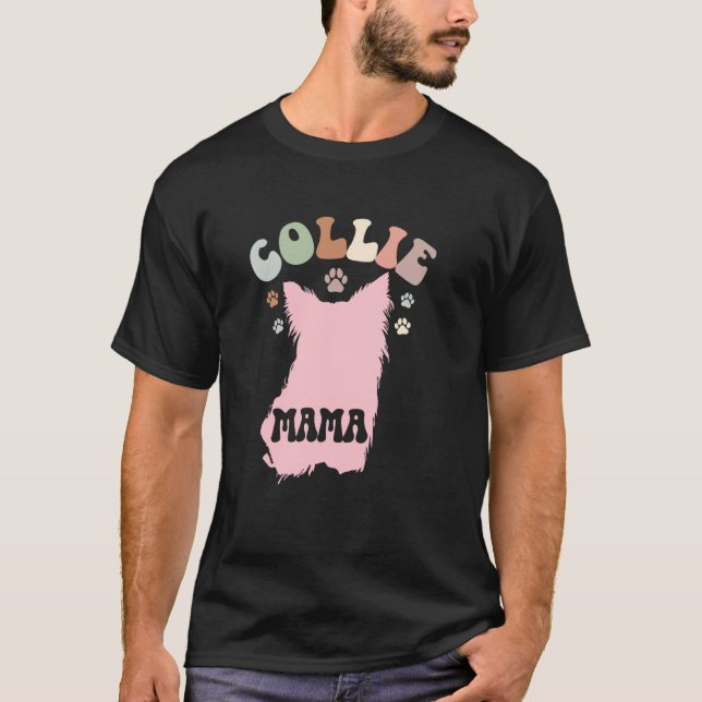Border Collie Mama Süße Border Collie Mutter eines T-Shirt (Vorderseite)