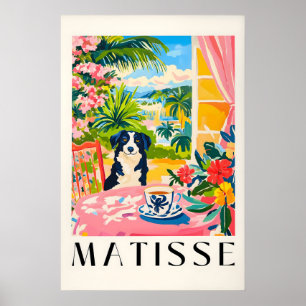 Border Collie Matisse Druck Lustiger Hund & Kaffee Poster