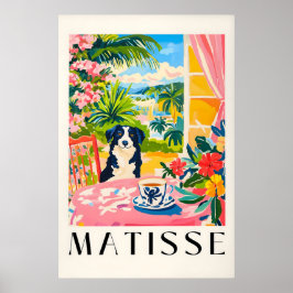 Border Collie Matisse Print Funny Dog & Coffee Poster