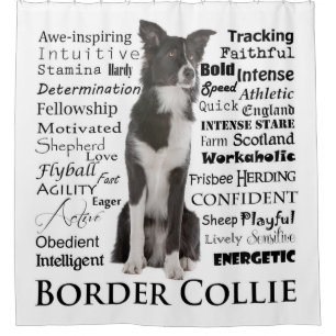 Border-Collie-Merkmal-Duschvorhang Duschvorhang