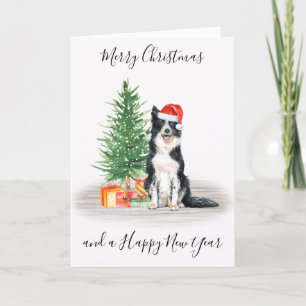 Border Collie Merry Christmas Santa Dog Feiertagskarte