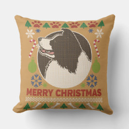 Border Collie Merry Christmas Ugly Sweater Kissen