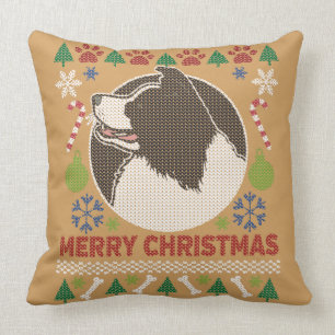 Border Collie Merry Christmas Ugly Sweater Kissen