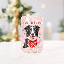 Border Collie mit dem Roten Herz Bandana Weihnacht Dosenglas