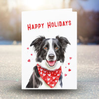 Border Collie mit dem Roten Herz Bandana Weihnacht