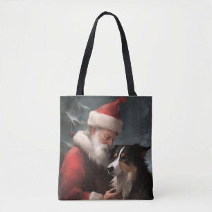 Border Collie mit dem Weihnachtsmann