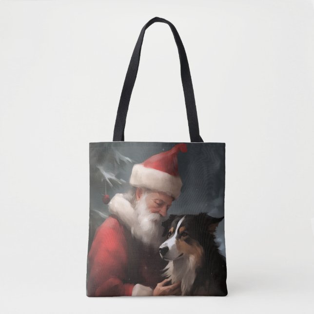 Border Collie mit dem Weihnachtsmann (Vorderseite)
