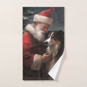 Border Collie mit dem Weihnachtsmann Badhandtuch Set