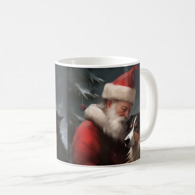 Border Collie mit dem Weihnachtsmann Kaffeetasse (VorderseiteRechts)