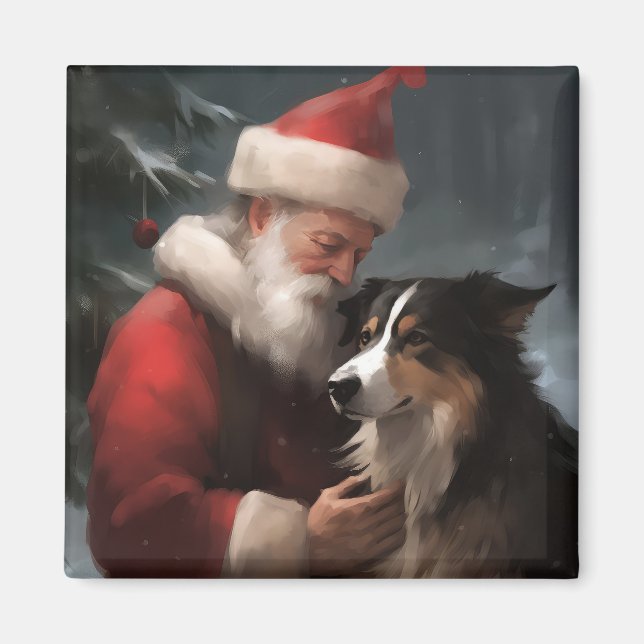 Border Collie mit dem Weihnachtsmann Magnet (Vorne)
