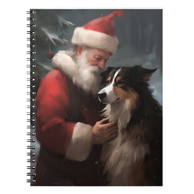 Border Collie mit dem Weihnachtsmann Notizblock (Vorderseite)