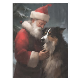 Border Collie mit dem Weihnachtsmann Tischdecke