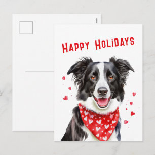 Border Collie mit rotem Herz-Bandana Weihnachten