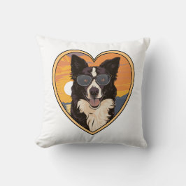 Border Collie mit Sonnenbrille Kissen