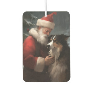 Border Collie mit Weihnachtsmann Festives Weihnach Autolufterfrischer